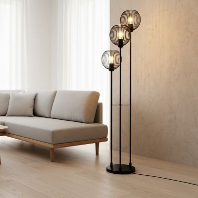 Industri golvlampa svart, Wiro, med brytare