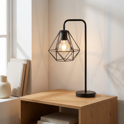 Industri bordslampa svart, Jochem, med brytare