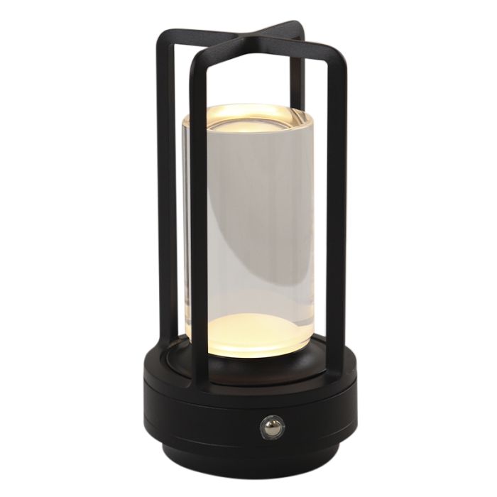 Modern uppladdningsbar bordslampa svart, Elian, 3W, varm till kall vit justerbar LED, med brytare