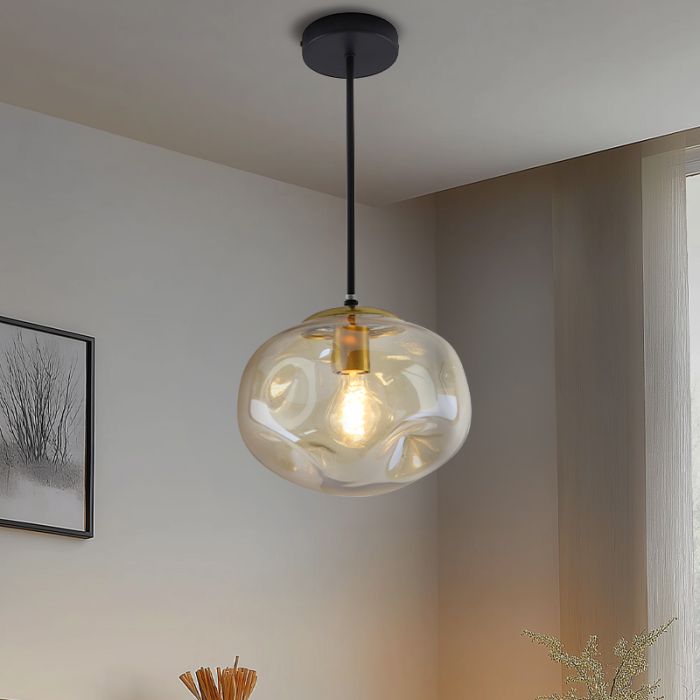 Design fönsterlampa bärnstensfärgad, Evita