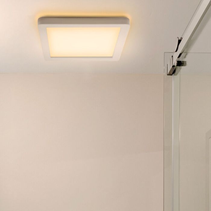 Plast taklampa badrum vit, Shivani, 15W, 3000K LED, IP44