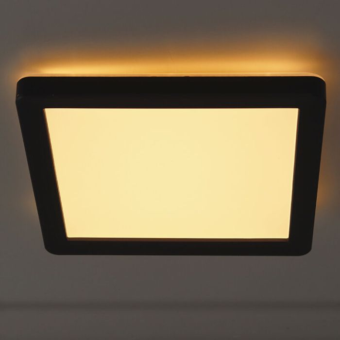 Plast taklampa badrum svart, Shivani, 15W, 3000K LED, IP44
