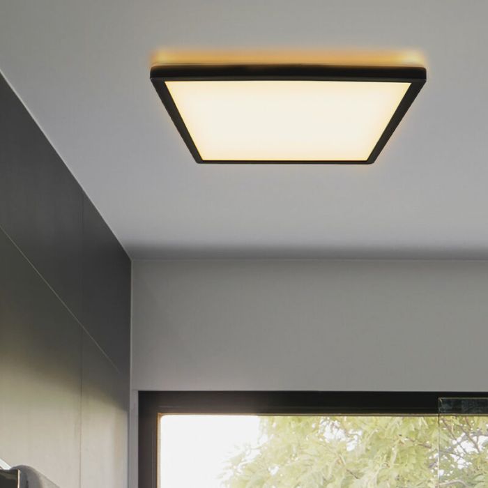 Plast plafond svart, Shona, 18W, 3000K LED, 3 stegs dimmer
