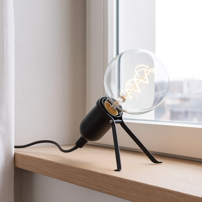 Metall bordslampa svart, Gidon, med brytare