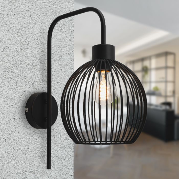 Industri vägglampa svart, Wiro