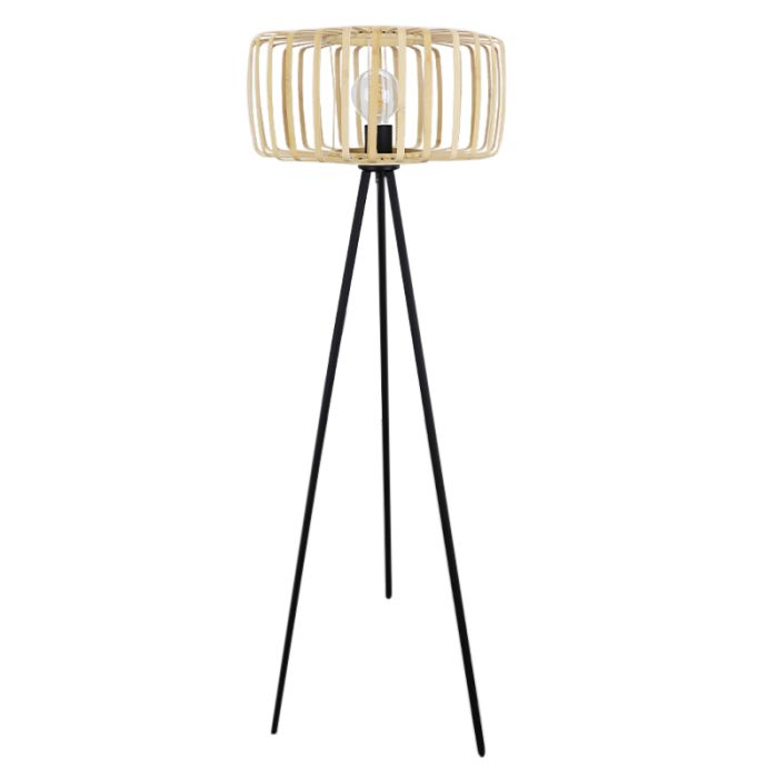 Bambu golvlampa brun, Tina, med brytare