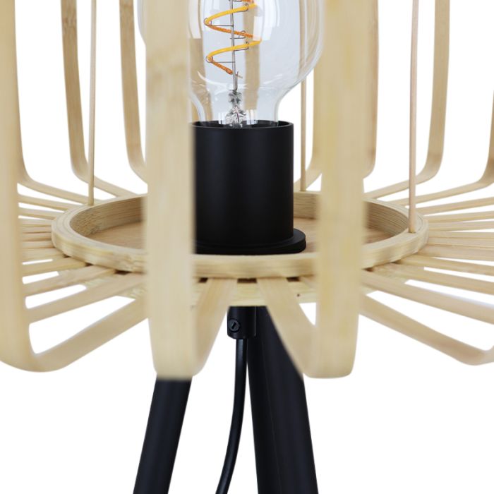 Bambu golvlampa brun, Tina, med brytare