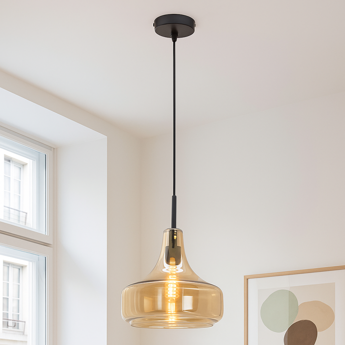 Modern fönsterlampa bärnstensfärgad, Yael