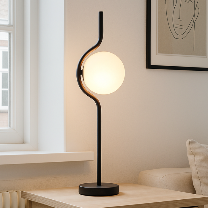 Modern bordslampa svart, Merel, med brytare