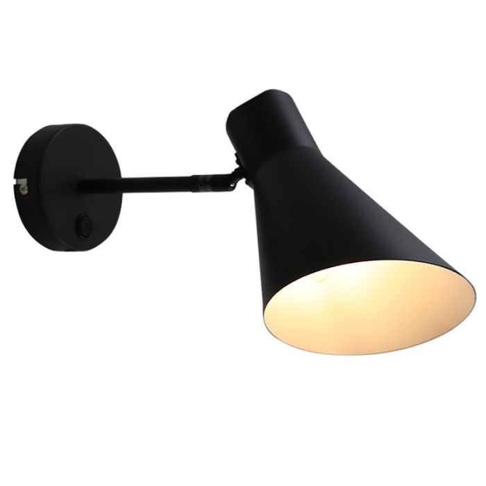 Modern vägglampa svart, Vico, med brytare