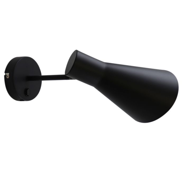 Modern vägglampa svart, Vico, med brytare