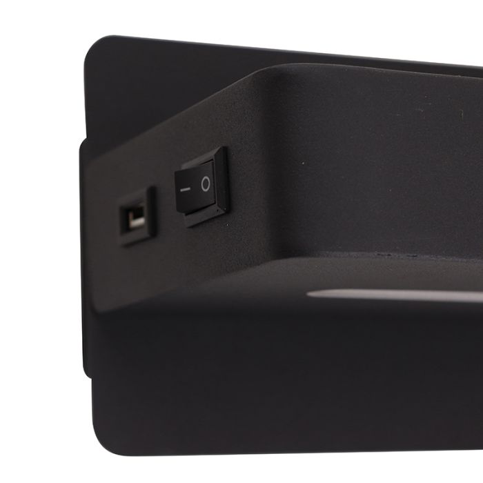 Modern vägglampa svart, Gregor, 10W, 3000K LED, med brytare