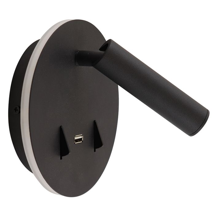 Modern vägglampa svart, Alec, 9W, 3000K LED, med brytare