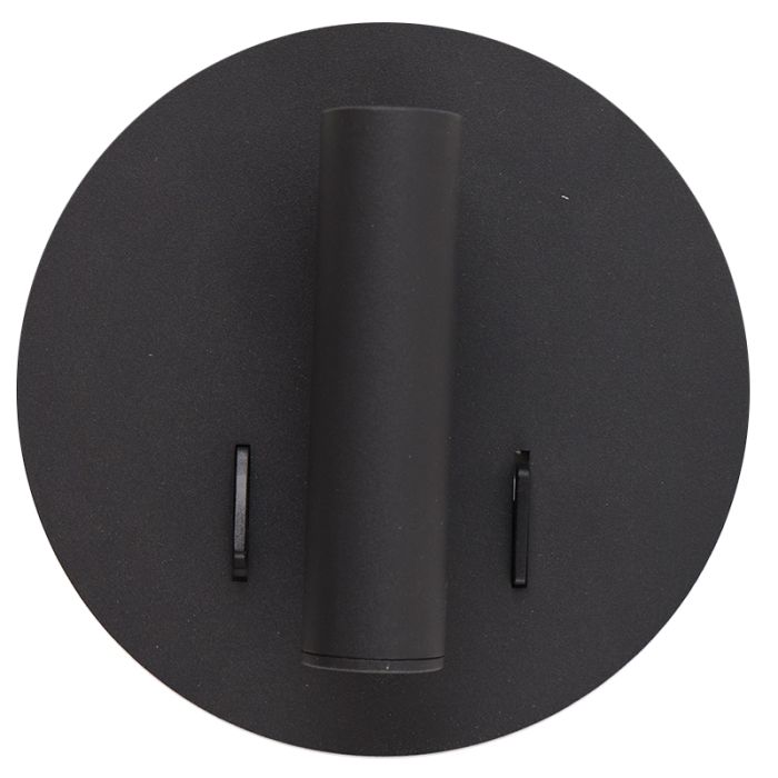 Modern vägglampa svart, Alec, 9W, 3000K LED, med brytare