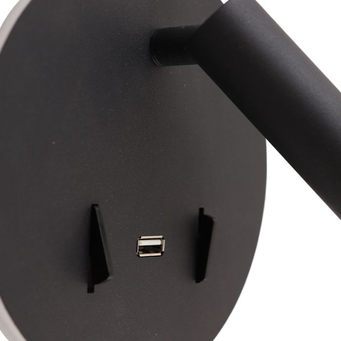 Modern vägglampa svart, Alec, 9W, 3000K LED, med brytare