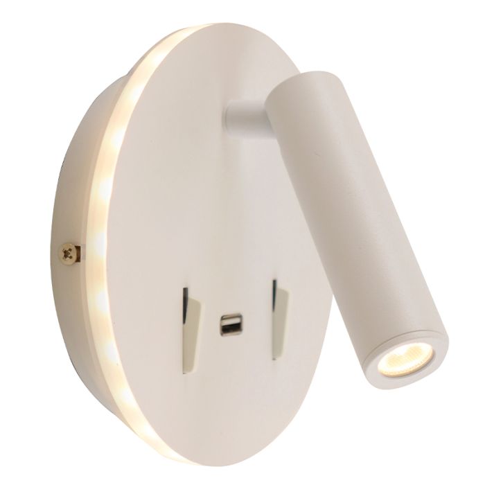 Modern vägglampa vit, Alec, 9W, 3000K LED, med brytare