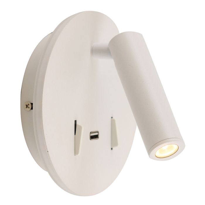 Modern vägglampa vit, Alec, 9W, 3000K LED, med brytare