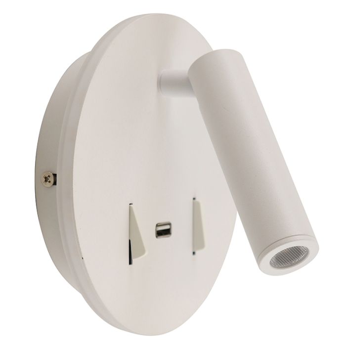 Modern vägglampa vit, Alec, 9W, 3000K LED, med brytare