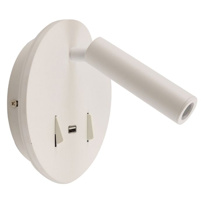 Modern vägglampa vit, Alec, 9W, 3000K LED, med brytare