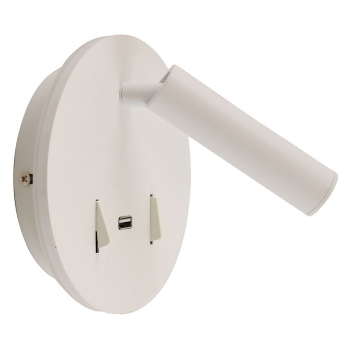 Modern vägglampa vit, Alec, 9W, 3000K LED, med brytare