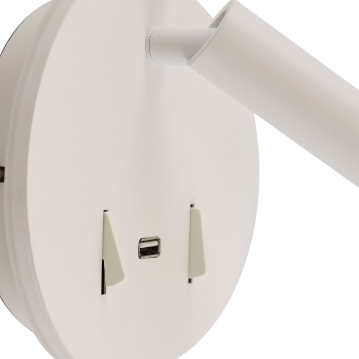 Modern vägglampa vit, Alec, 9W, 3000K LED, med brytare