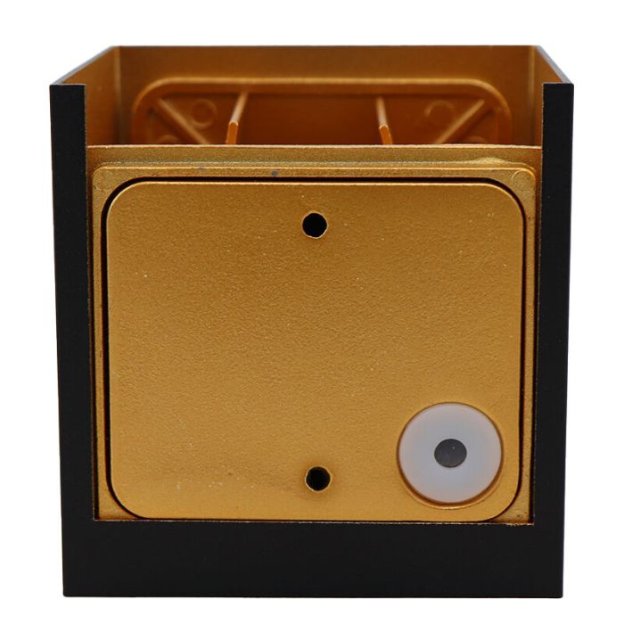 Up down vägglampa svart med gyllene insida, Dion, 6W, 2700K LED, IP65