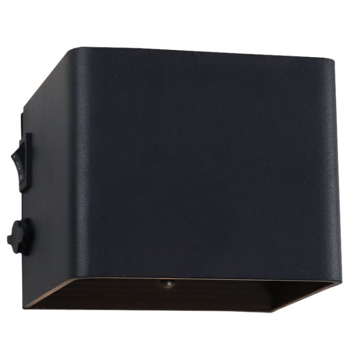 Uppladdningsbar up down vägglampa svart, Dion, 1W, 2700K LED, IP44, rörelsesensor