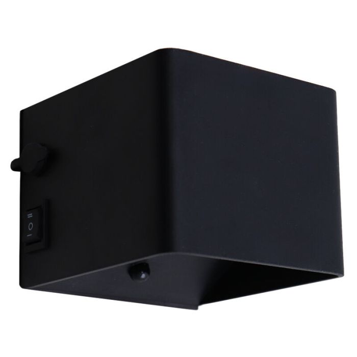 Uppladdningsbar up down vägglampa svart, Dion, 1W, 2700K LED, IP44, rörelsesensor