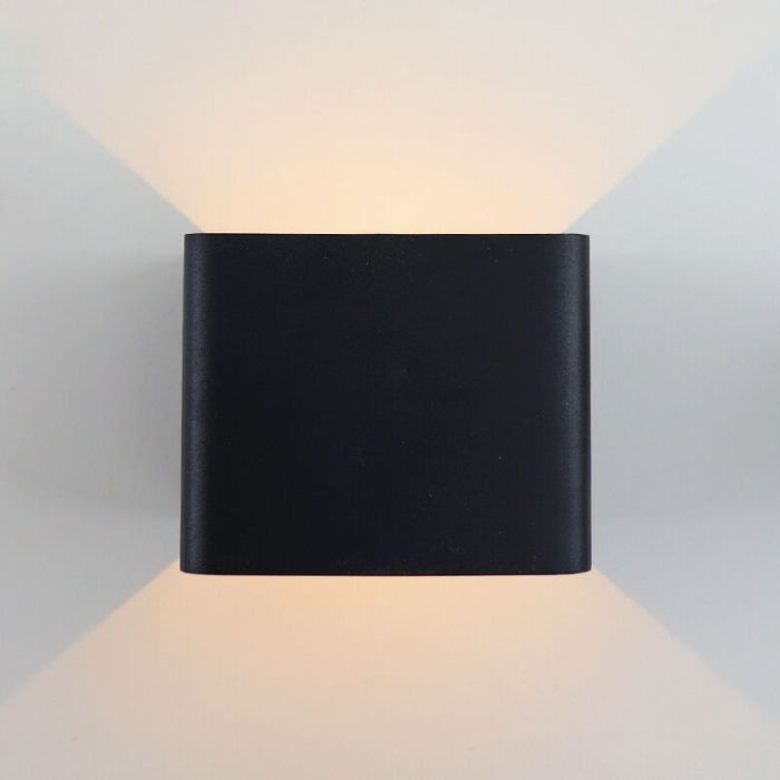 Uppladdningsbar up down vägglampa svart, Dion, 1W, 2700K LED, IP44, rörelsesensor