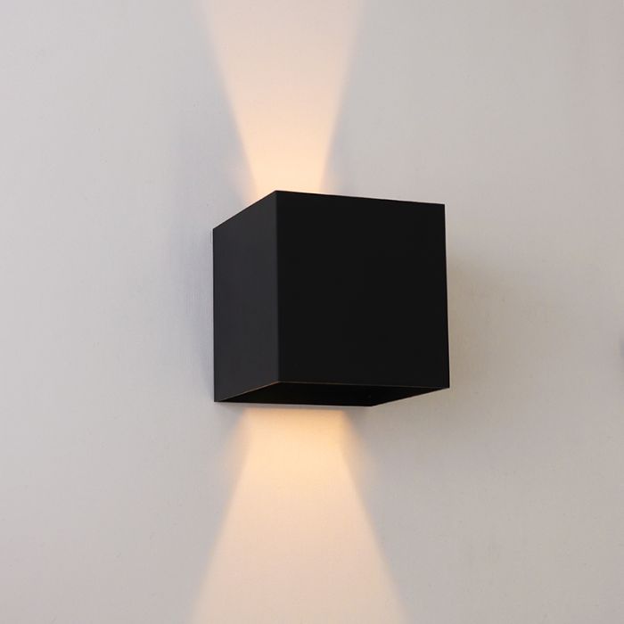 Modern uppladdningsbar vägglampa svart, Dion, 1W, 2700K LED, IP44