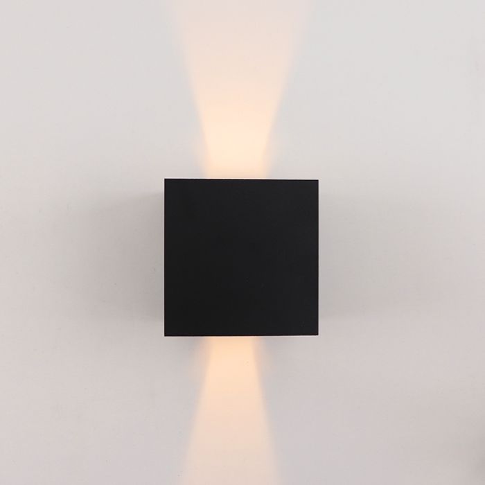 Modern uppladdningsbar vägglampa svart, Dion, 1W, 2700K LED, IP44