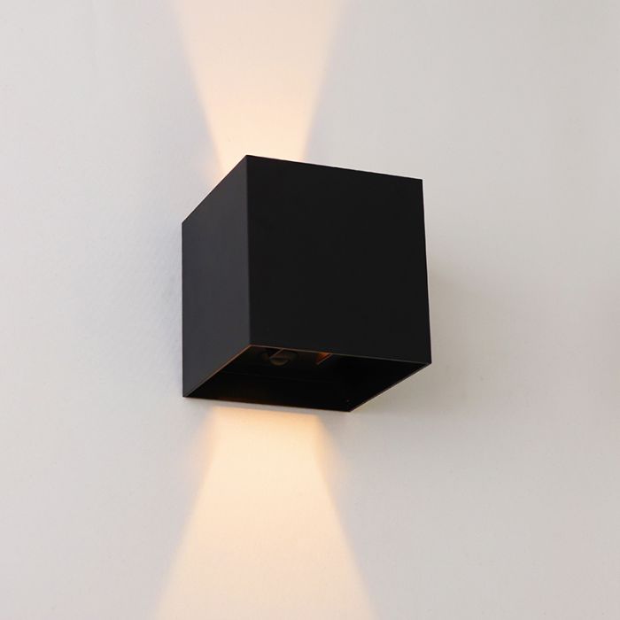 Modern uppladdningsbar vägglampa svart, Dion, 1W, 2700K LED, IP44