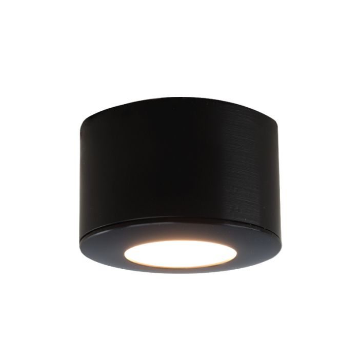 Rund svart utanpåliggande spotlight Vasso, IP44, dimbar