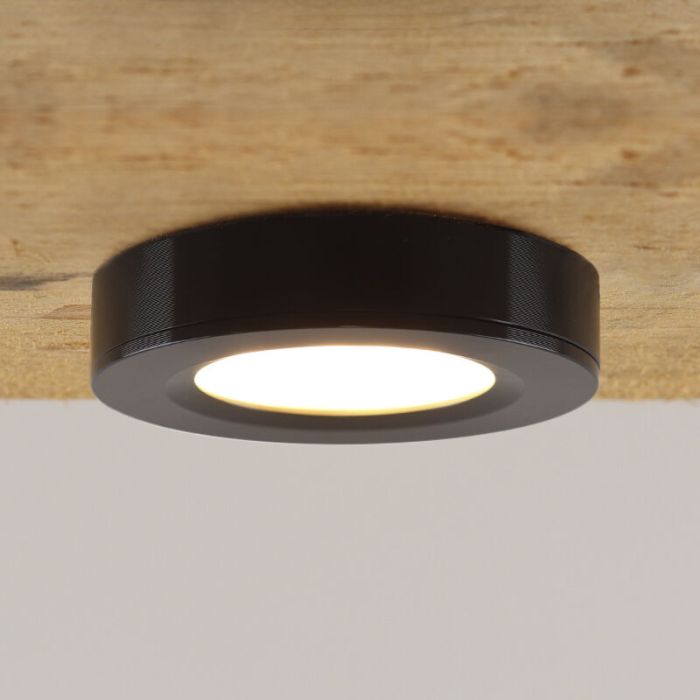 Runda köksskåpslampa, svart
