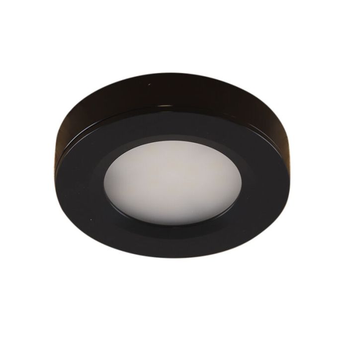 Runda köksskåpslampa, svart