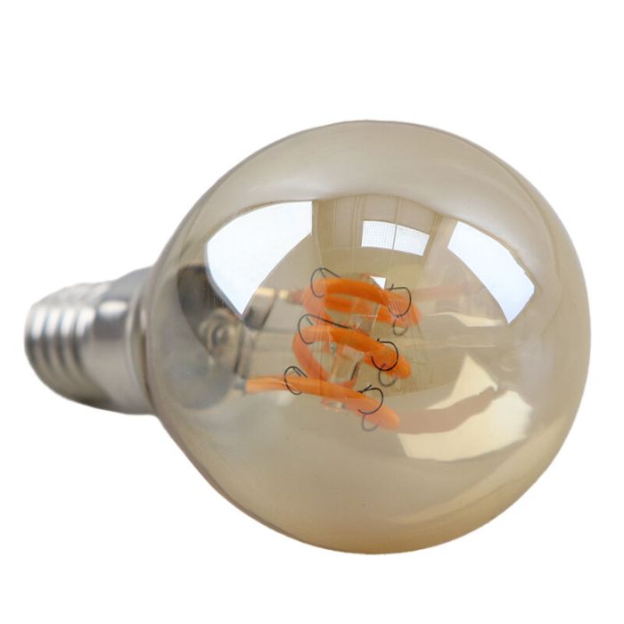 Dimbar Olucia E14 filamentlampa Tuelo, bärnstensfärgad, 4W, 2200K