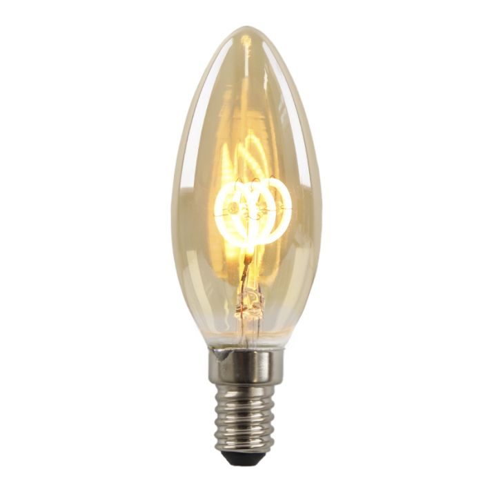 Dimbar Olucia E14 kronljuslampa LED Tuelo, bärnstensfärgad, 2W, 2200K
