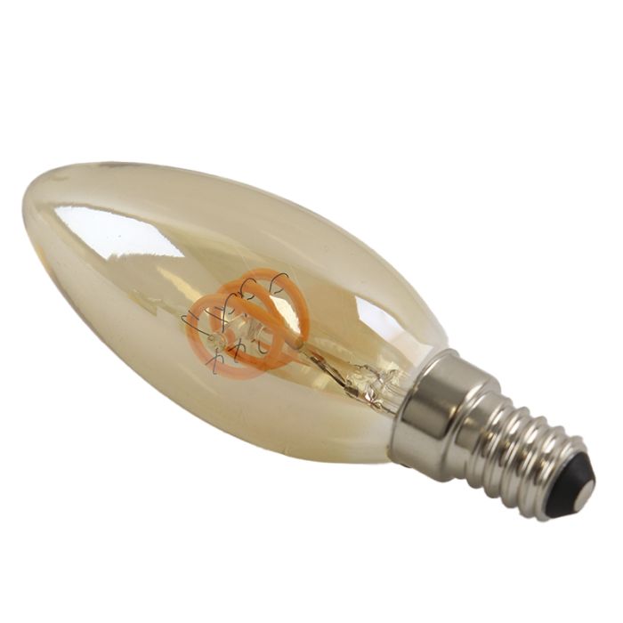 Dimbar Olucia E14 kronljuslampa LED Tuelo, bärnstensfärgad, 2W, 2200K