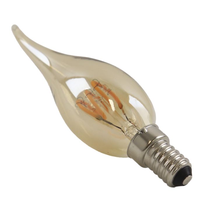 Dimbar Olucia E14 kronljuslampa LED Tuelo, bärnstensfärgad, 2W, 2200K