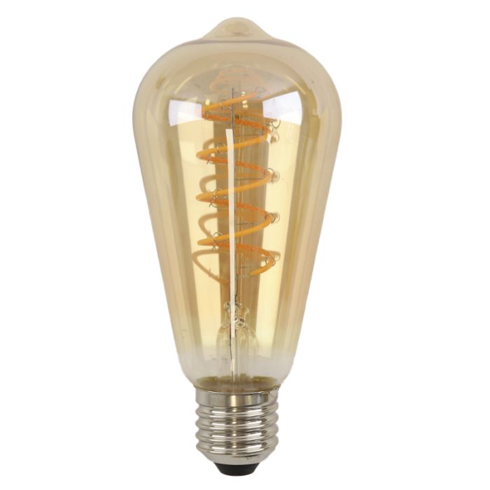 Dimbar Olucia E27 Edison lampa LED Tuelo, bärnstensfärgad, 4W, 2200K