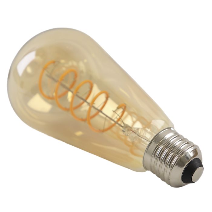 Dimbar Olucia E27 Edison lampa LED Tuelo, bärnstensfärgad, 4W, 2200K