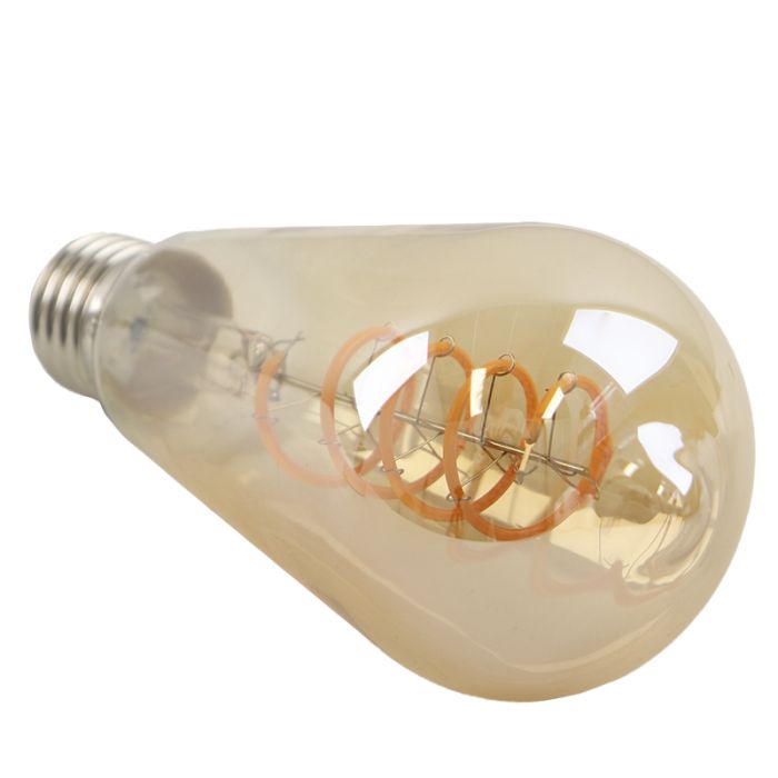Dimbar Olucia E27 Edison lampa LED Tuelo, bärnstensfärgad, 4W, 2200K
