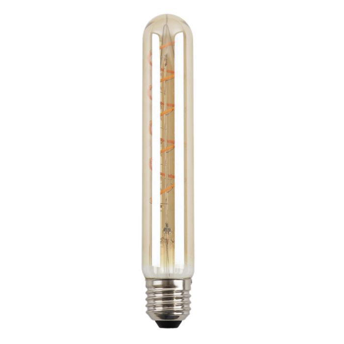 Dimbar Olucia E27 rörlampa LED Damien, bärnstensfärgad, 4W, 2200K