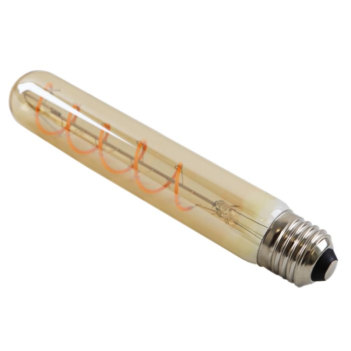 Dimbar Olucia E27 rörlampa LED Damien, bärnstensfärgad, 4W, 2200K