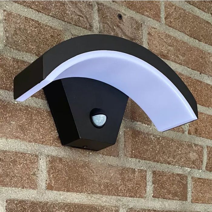 Modern utomhus vägglampa med rörelsesensor svart, Annemay, 6W, 3000K LED, IP54