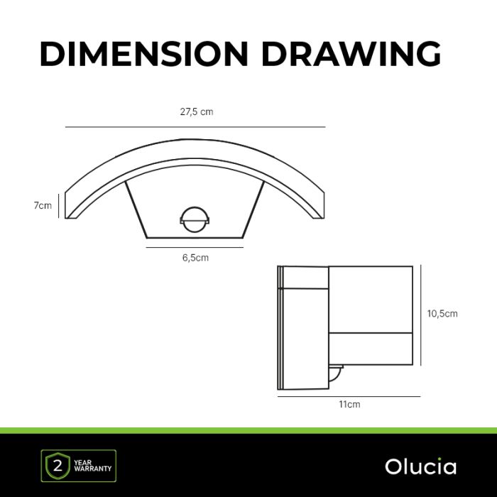 Modern utomhus vägglampa med rörelsesensor svart, Annemay, 6W, 3000K LED, IP54