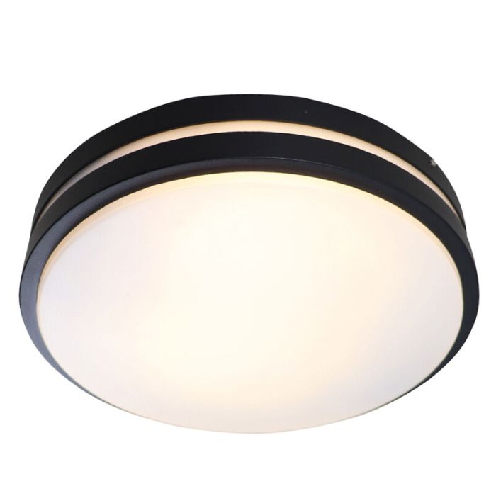 Plast taklampa utomhus med rörelsesensor svart, James, IP44
