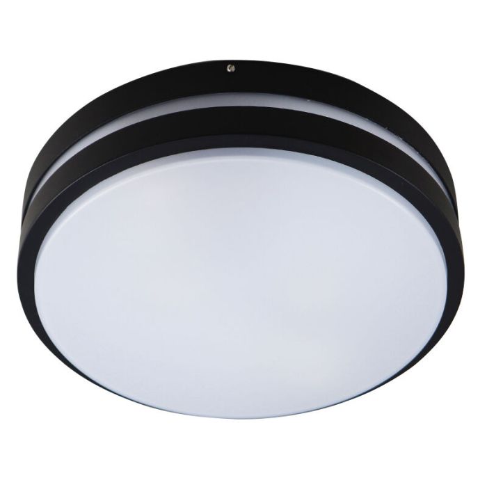 Plast taklampa utomhus med rörelsesensor svart, James, IP44