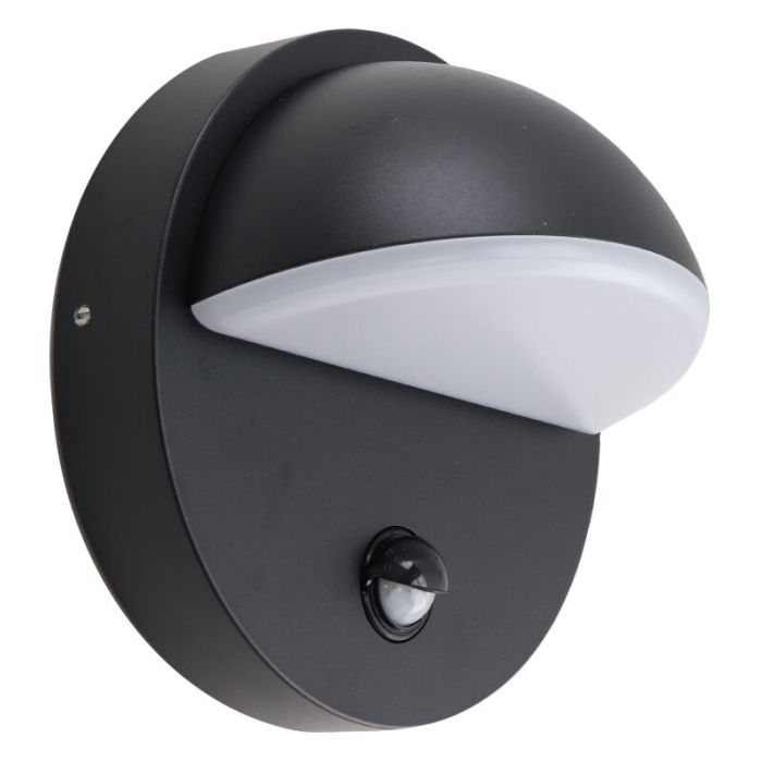 Modern utomhus vägglampa med rörelsesensor svart, Shelby, 7W, 3000K LED, IP44