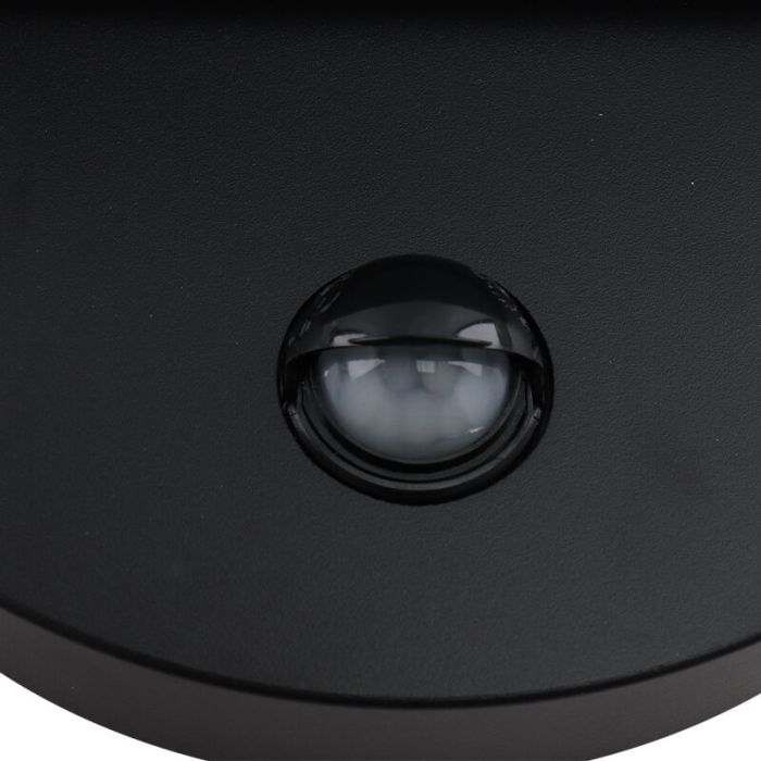 Modern utomhus vägglampa med rörelsesensor svart, Shelby, 7W, 3000K LED, IP44